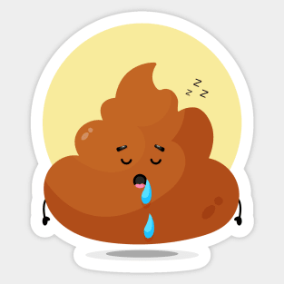 cute poop character sleeping Sticker